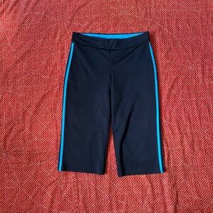 Pink Punch Vintage 2000s Black Blue Striped Capri goucho Pants Small Made in USA